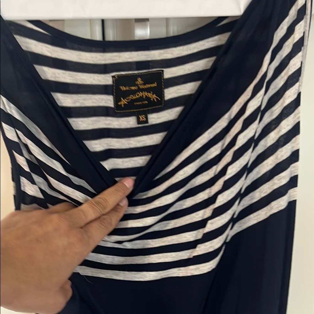 Navy and White Striped Top